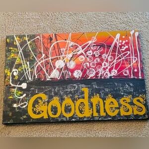 Abstract Canvas Art with 'Goodness' Text